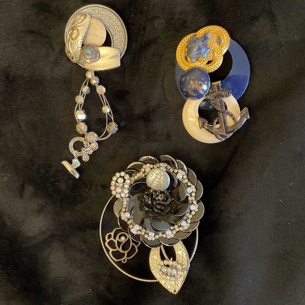 Lot of 3 Artisan Brooches
